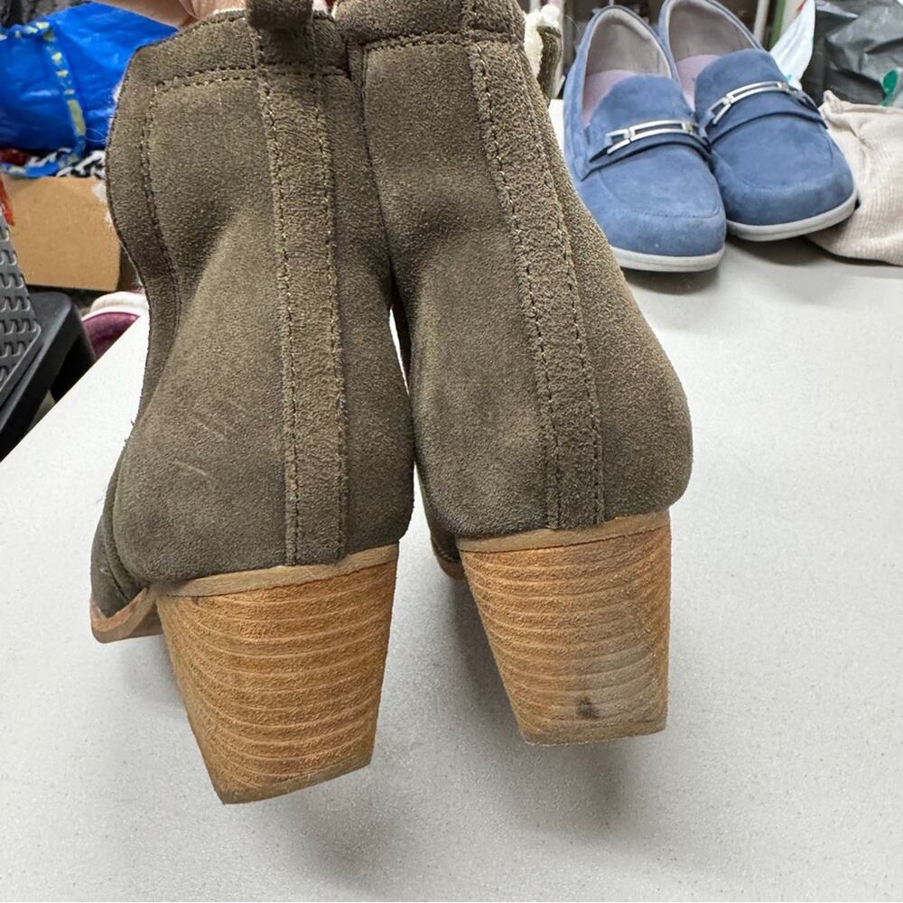 Jeffrey Campbell Green Suede Leather Ankle Boots Womens 8 Fall Booties Classic - Picture 5 of 10
